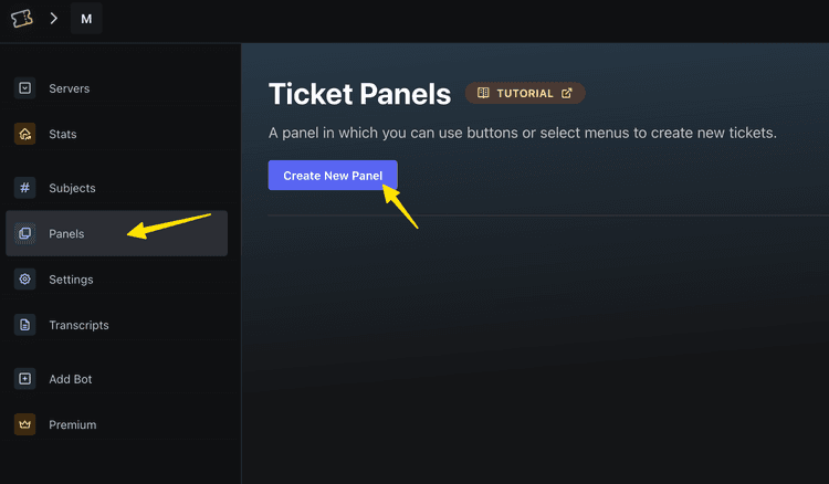 Creating a Ticket Bot Panel